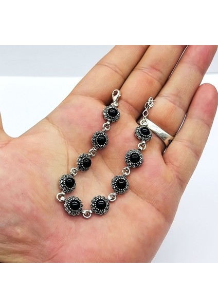 Su Yolu Oltu Taşı Işçilikli 925 Ayar Gümüş Bileklik modelleri