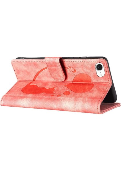 IPhone 16E Kart Cep Kabartmalı Sevimli Kedi Tutucu Kapak Flip Case (Yurt Dışından)