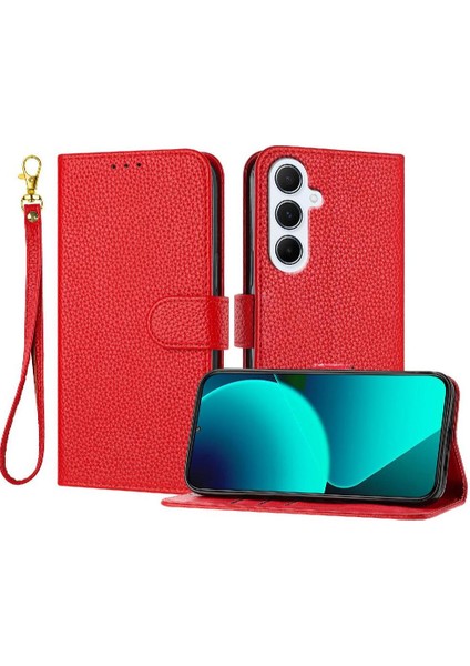 Samsung Galaxy A36 5g Flip Folio Litchi Desen Kart Yuvaları Telefon Kılıfı (Yurt Dışından)