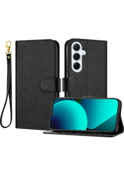 Samsung Galaxy A36 5g Flip Folio Litchi Desen Kart Yuvaları Telefon Kılıfı (Yurt Dışından)