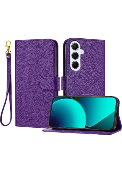 Samsung Galaxy A36 5g Flip Folio Litchi Desen Kart Yuvaları Telefon Kılıfı (Yurt Dışından)