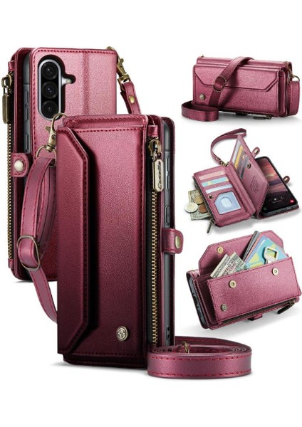 Samsung Galaxy A36 5g Vaka Cüzdan Fermuar Faturaları Crossbody Flip Case (Yurt Dışından)