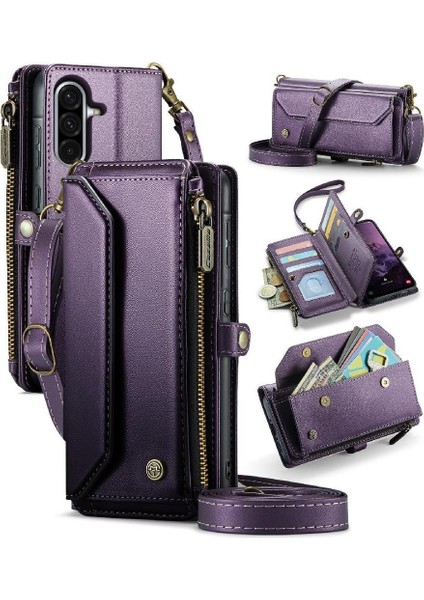 Samsung Galaxy A56 5g Fermuar Faturaları Yuvası Kart Durumda Crossbody Flip Case (Yurt Dışından)