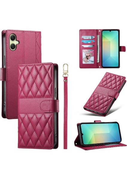 Samsung Galaxy A06 Çift Sapanlar Darbeye Deri Kılıf Flip Case (Yurt Dışından)