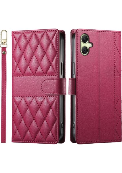 Samsung Galaxy A06 Çift Sapanlar Darbeye Deri Kılıf Flip Case (Yurt Dışından)
