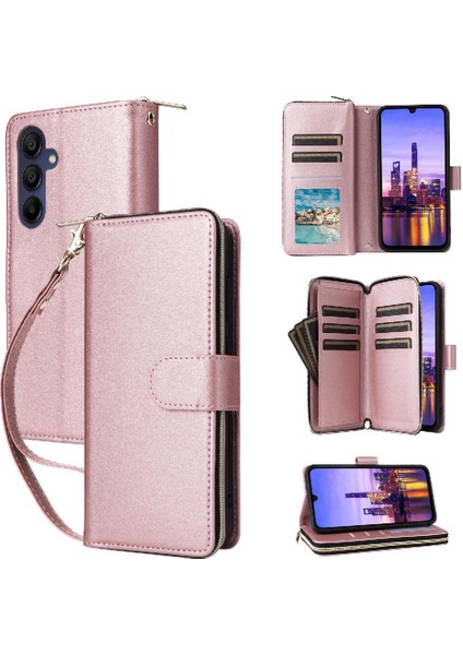 Samsung Galaxy A16 Manyetik Kapatma Crossbody ve Bilek 9 Cüzdan Kılıf (Yurt Dışından)