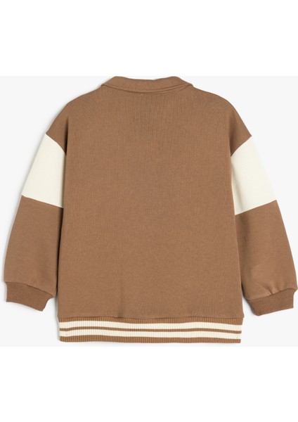 Yeni Sezon Uzun Kollu Yarım Fermuarlı Oversize Polo Yaka Sweatshirt fırsatları