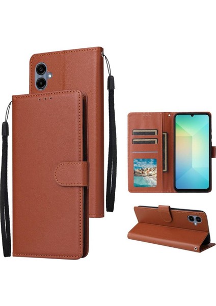 Samsung Galaxy A06 Kickstand Manyetik Bilek Kayışı Cüzdan Flip Case (Yurt Dışından)