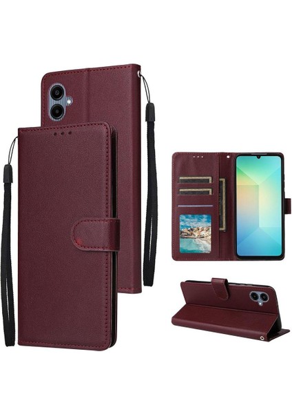 Samsung Galaxy A06 Kickstand Manyetik Bilek Kayışı Cüzdan Flip Case (Yurt Dışından)