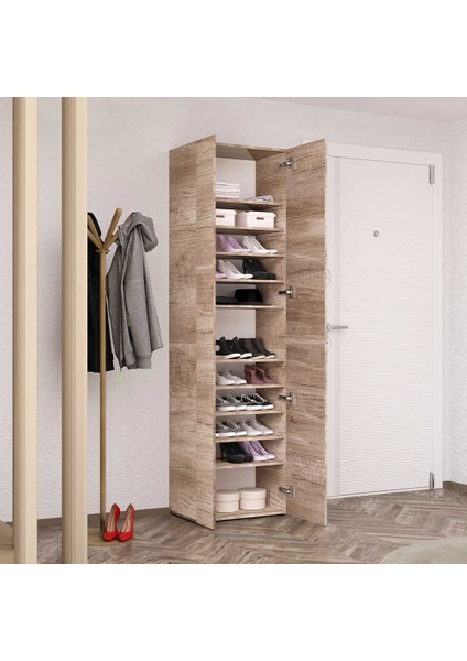 Antre 11 Bölmeli 2 Kapılı Aynalı Ayakkabı Dolabı - Tori