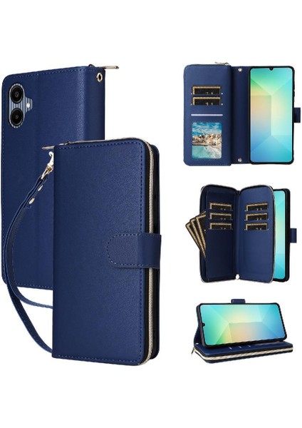 Cüzdan Kılıf Samsung Galaxy A06 5g Pu Deri Fermuarlı Cebi 9 Kart (Yurt Dışından)