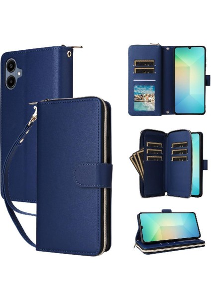 Samsung Galaxy A06 Fermuarlı Cebi Cüzdan Durumda 9 Kart Tutucu Pu Bilek (Yurt Dışından)