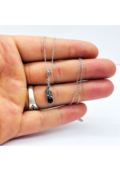 Oltu Taşı Tasarım İşçilikli 925 Ayar Gümüş Kolye fiyatları