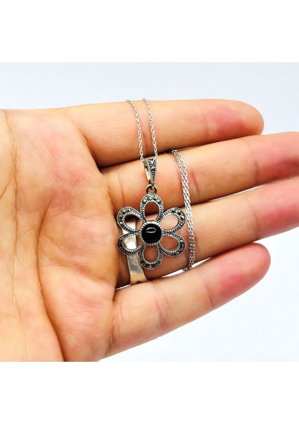 Oltu Taşı Tasarım İşçilikli 925 Ayar Gümüş Kolye fiyatları