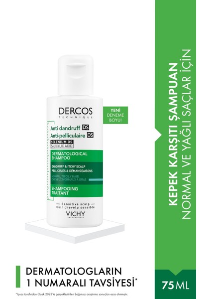 Vichy Dercos Anti-Dandruff Şampuan Normal ve Yağlı Saçlar 75 ml