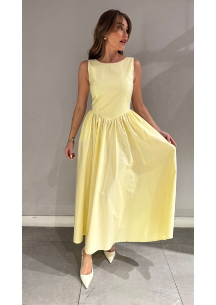 Marvel 12366 Sarı Uzun Elbise