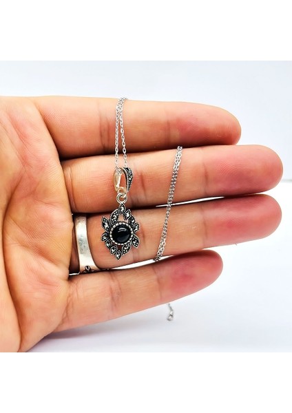 Oltu Taşı Tasarım Işçilikli 925 Ayar Gümüş Kolye fiyatları