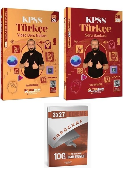 Yediiklim 2026 Kpss Türkçe Atölye Video Ders Notları + Soru Bankası 2 Li Set+Anlakazan Paragaraf
