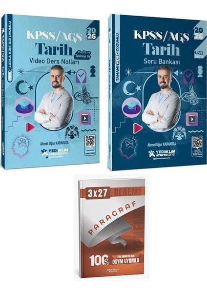 Yediiklim 2026 Kpss Tarih Atölye Video Ders Notları + Soru Bankası 2 Li Set+Anla Kazan Paragraf