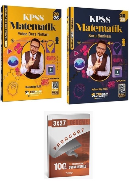 Yediiklim 2026 Kpss Matematik Atölye Video Ders Notları + Soru Bankası 2 Li Set+Anla Kazan Paragraf