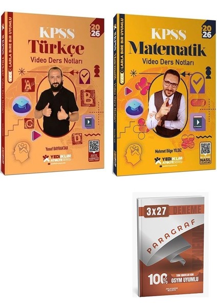 Yediiklim 2026 Kpss Türkçe + Matematik Atölye Video Ders Notları 2 Li Set+Anla Kazan Paragraf