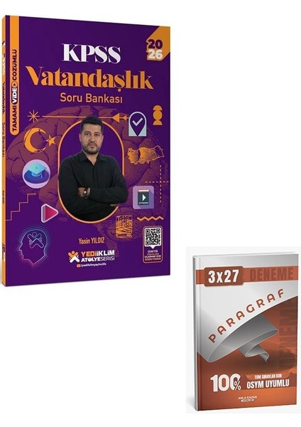 Yediiklim 2026 Kpss Vatandaşlık Atölye Soru Bankası Çözümlü+Anla Kazan Paragraf