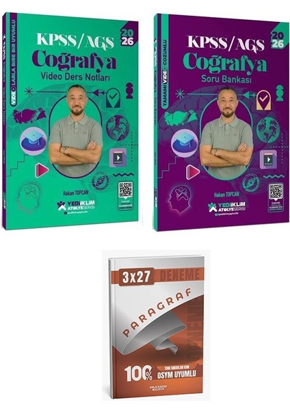 Yediiklim 2026 Kpss Coğrafya Atölye Video Ders Notları + Soru Bankası 2 Li Set+Anlakazan Paragraf