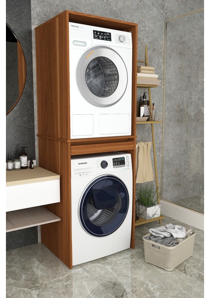 Asra Trend %100 Mdf Çekmeceli Banyo Dolabı Çamaşır Makinesi+Kurutma Makinesi Dolabı Bd-05