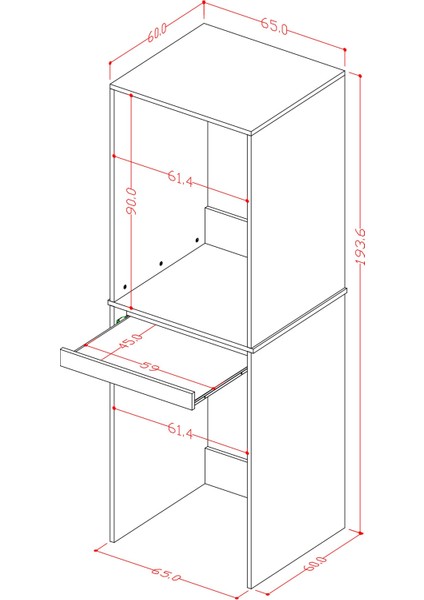 Asra Trend %100 Mdf Çekmeceli Banyo Dolabı Çamaşır Makinesi+Kurutma Makinesi Dolabı Bd-05 modelleri