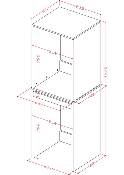 Asra Trend %100 Mdf Çekmeceli Banyo Dolabı Çamaşır Makinesi+Kurutma Makinesi Dolabı Bd-05 fırsatları