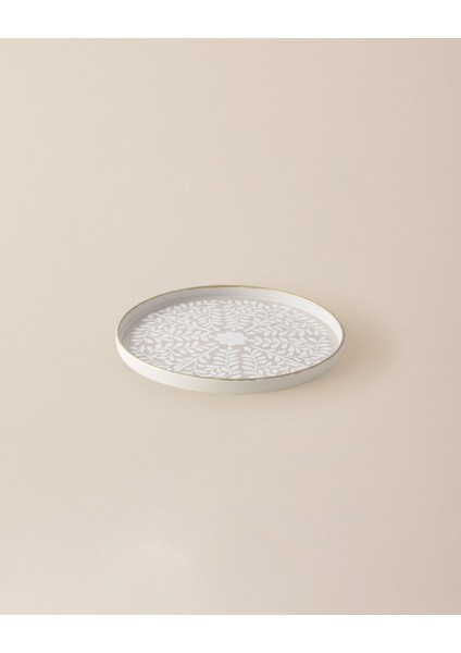 Delit Yuvarlak Sunum Tepsi - Bej/beyaz