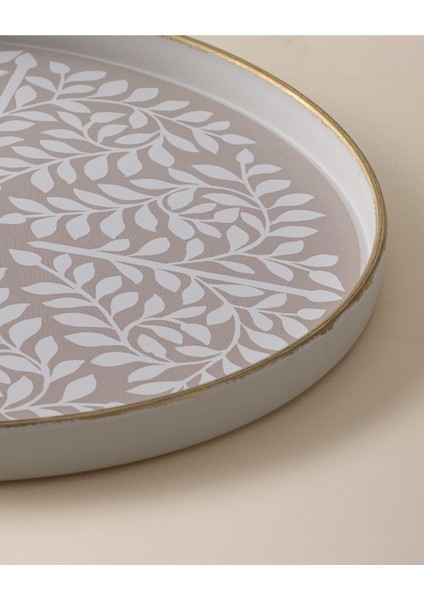 Delit Yuvarlak Sunum Tepsi - Bej/beyaz modelleri