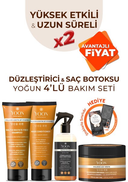 4lü Besleyici Ve Onarıcı Saç Bakım Seti Tuzsuz Şampuan, Saç Bakım Spreyi, Bakım Maskesi, Bakım Kremi