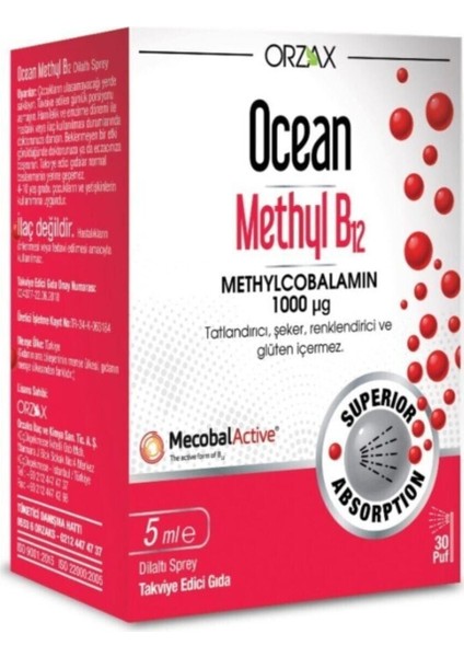 Ocean Methyl B12 Sprey 1000 Mg 5 ml