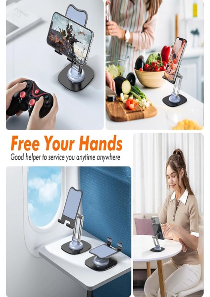 360° Derece Döner Tablet ve Telefon Tutucu Stand Ayarlanabilir Yükseklik Alüminyum Gövde indirimleri