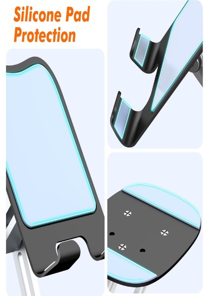 360° Derece Döner Tablet ve Telefon Tutucu Stand Ayarlanabilir Yükseklik Alüminyum Gövde