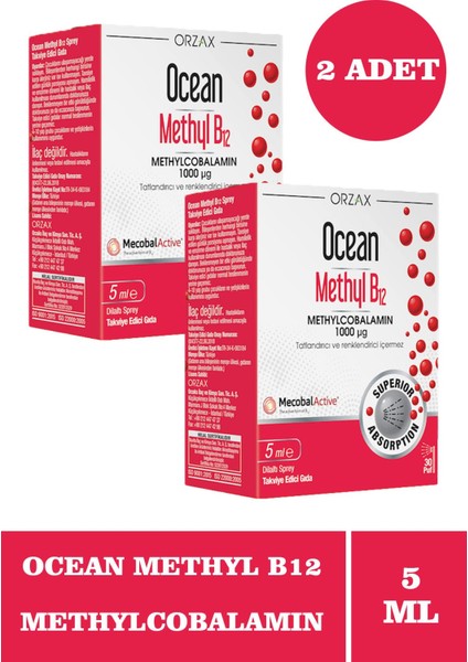 Ocean Methyl B12 Sprey 1000 Mg 5 ml 2 Adet