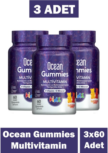 Ocean Gummies Multivitamin 60 Çiğnenebilir Jel Form 3 Adet