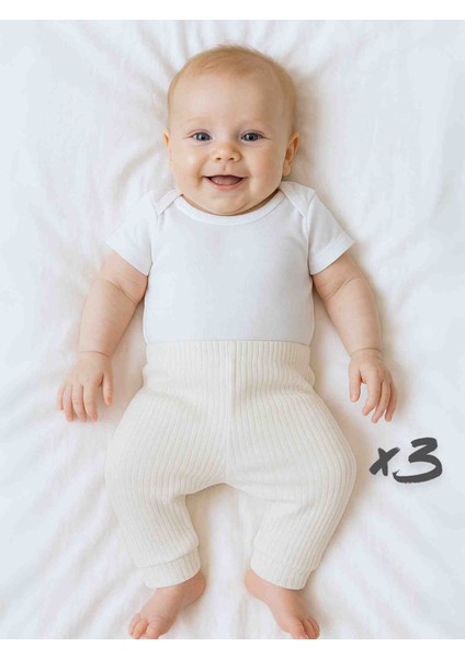 Kız Erkek Bebek Unisex Patiksiz Pijama Altı 3lü Set