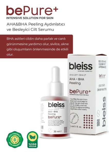 Bleiss Bepure+ Aha + Bha Peeling ve Besleyici Serum 30 ml fiyatları