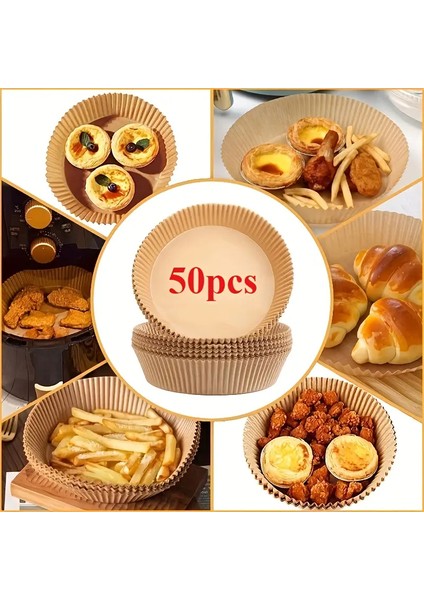 50 Adet Pişirme Kağıdı Tek Kullanımlık 20 cm Yuvarlak Pişirme Kağıdı Xxl Pvc'li