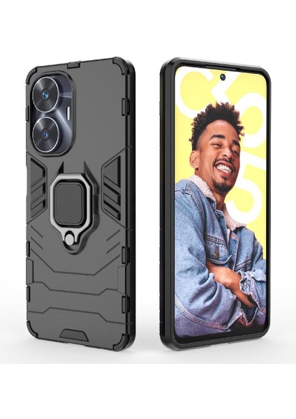 Realme C55 Kickstand 360 &deg; Dönen Halka Askeri Damla Koruma Kılıf (Yurt Dışından)
