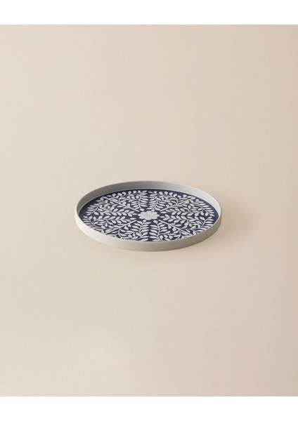 Delit Yuvarlak Sunum Tepsi - Lacivert/beyaz