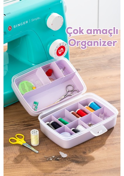1192-3 Premium 12 Bölmeli Çok Amaçlı Organizer Saklama Kabı Lila modelleri