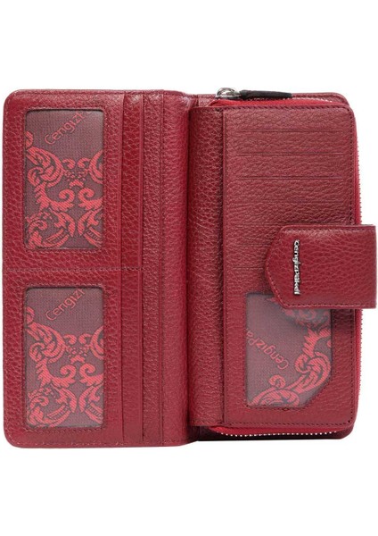 Hakiki Deri Kadın Cüzdan-Portföy 65104-Bordo