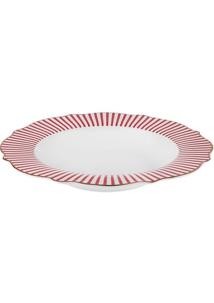 New Romantic Kırmızı Ince Çizgili Çukur Tabak 24 cm fiyatları
