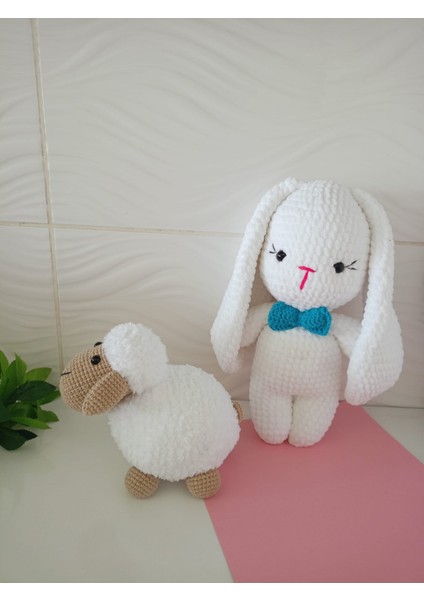 Örgü Oyuncak Koyun ve Tavşan (Tavşan Kadife Ipten Örülmüştür) fırsatları