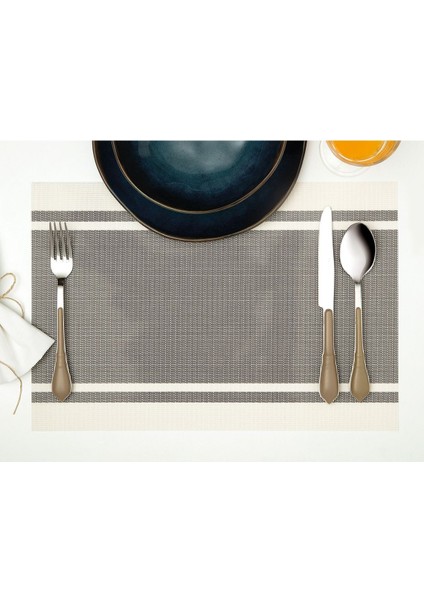 Adrianne 4'lü Amerikan Servis - Gri - 30 x 45 cm.
