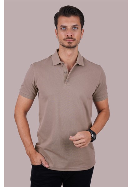 Vizon Yaka Desenli Erkek Polo Yaka Tişört