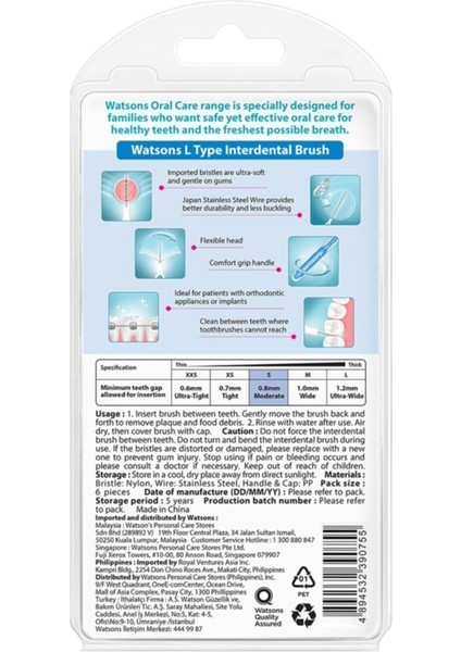 0.8mm L Type Interdental Brush 6s